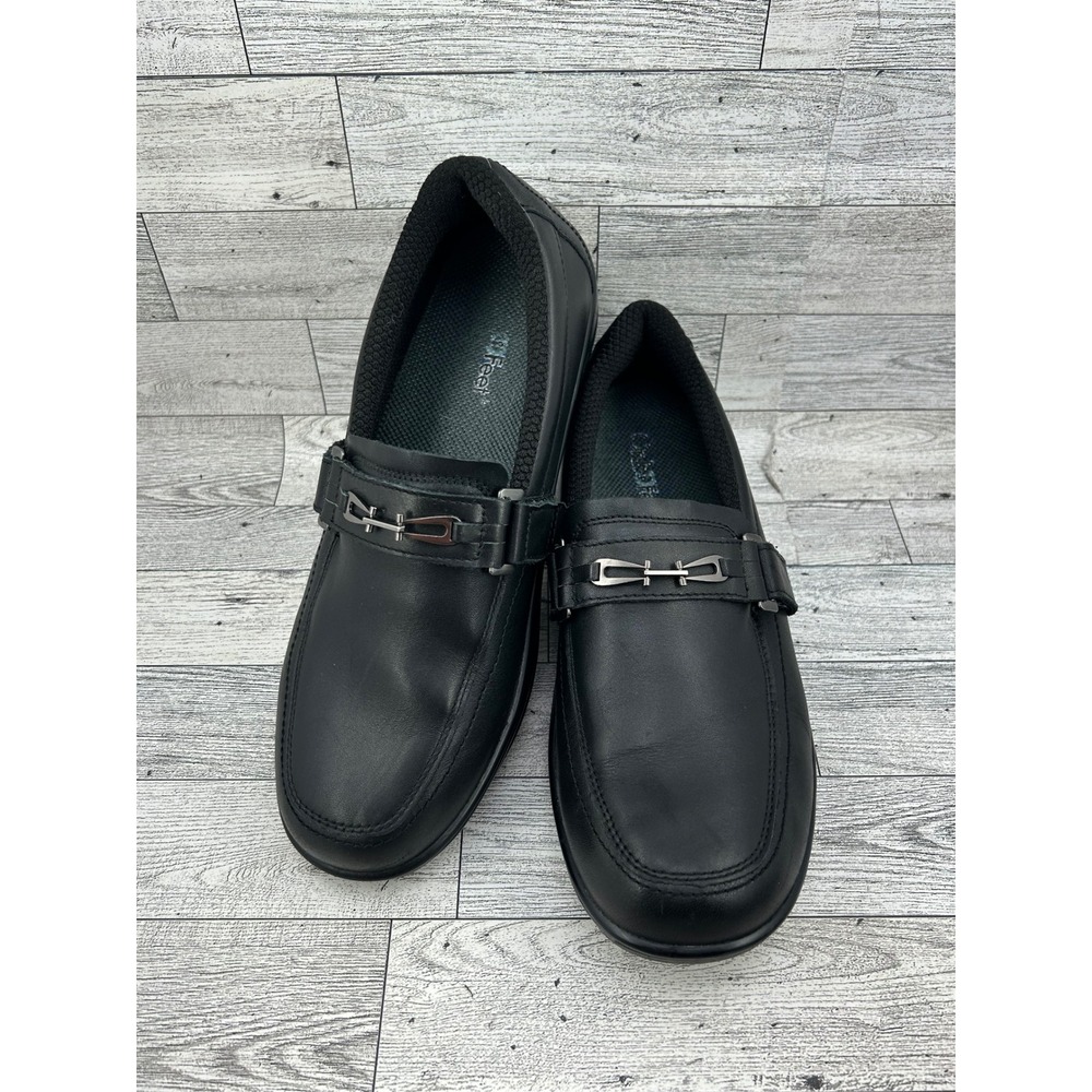 Orthofeet 817 Chelsea Black Leather Loafers Women Sz 9.5 B Comfort Shoes